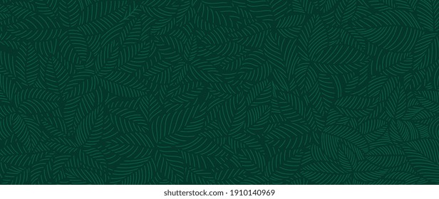 Luxury Nature Green Background Vector Floral Pattern Tropical Plant Line Arts Vector Illustration